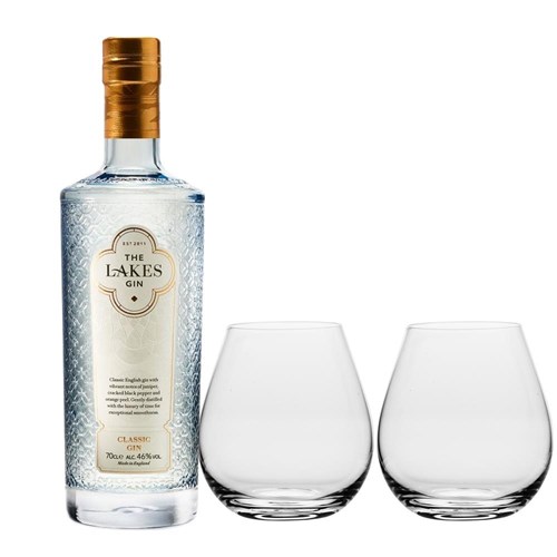 The Lakes Gin 70cl And Crystal Classic Collection Tumblers